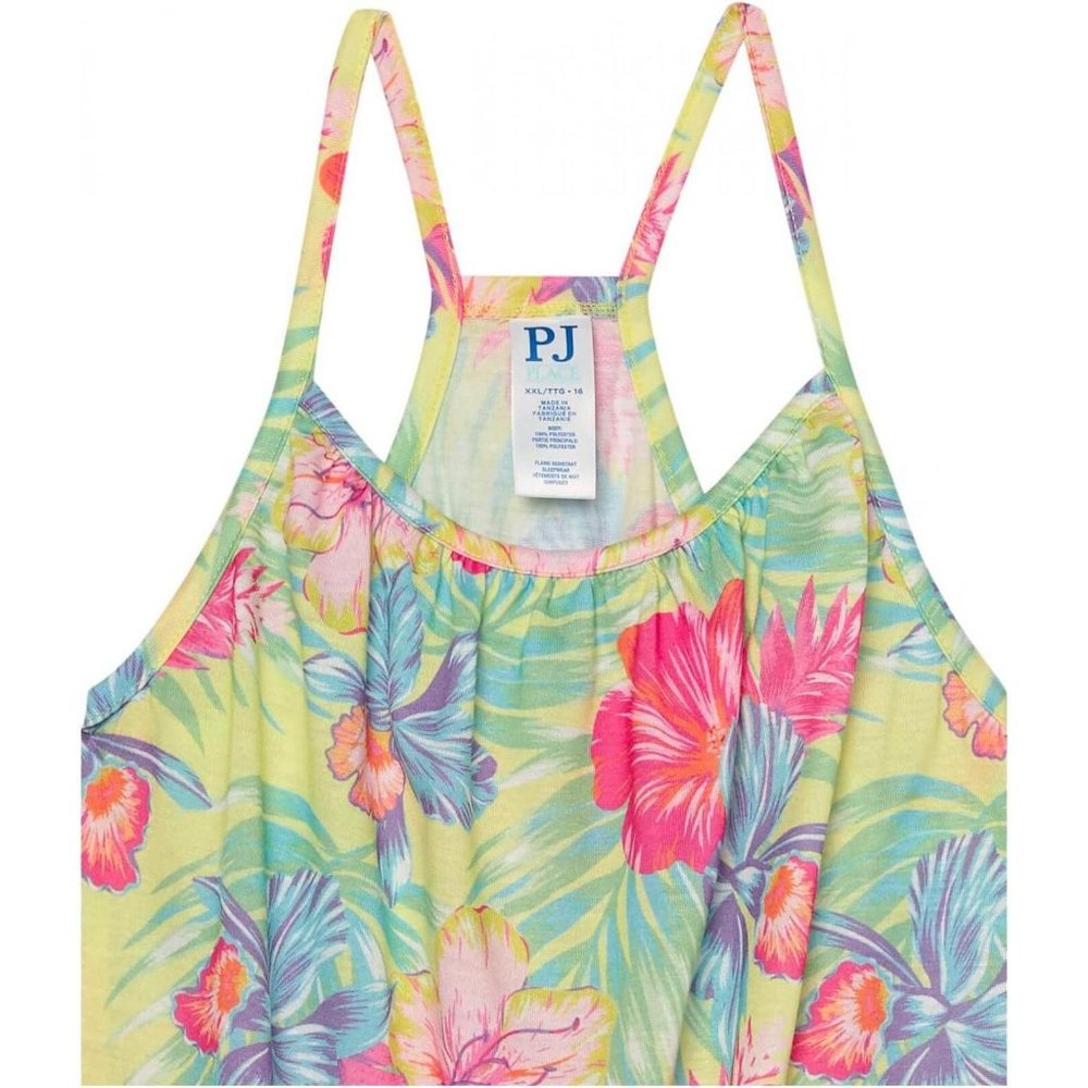 NWT PJ Place Girls Sleeveless Nightgown Tropical Green L - Picture 3 of 4